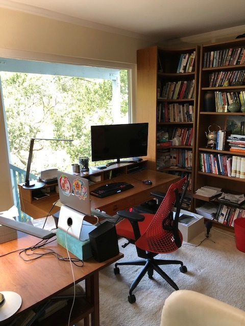 Home office setup of Adam Frankl, VP Marketing