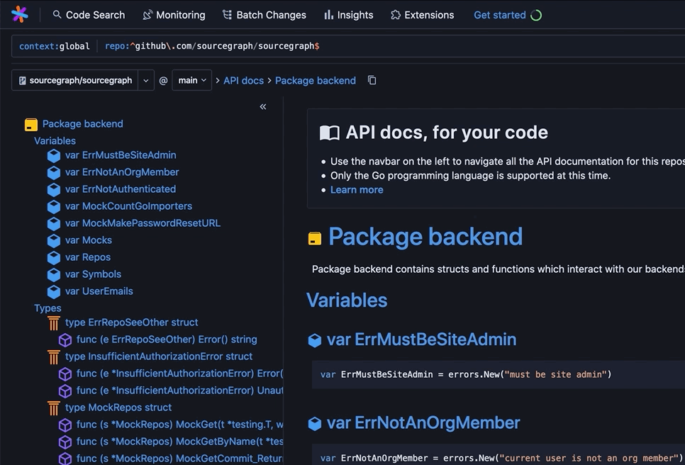 A structured tree of symbols with type information to navigate a Go package