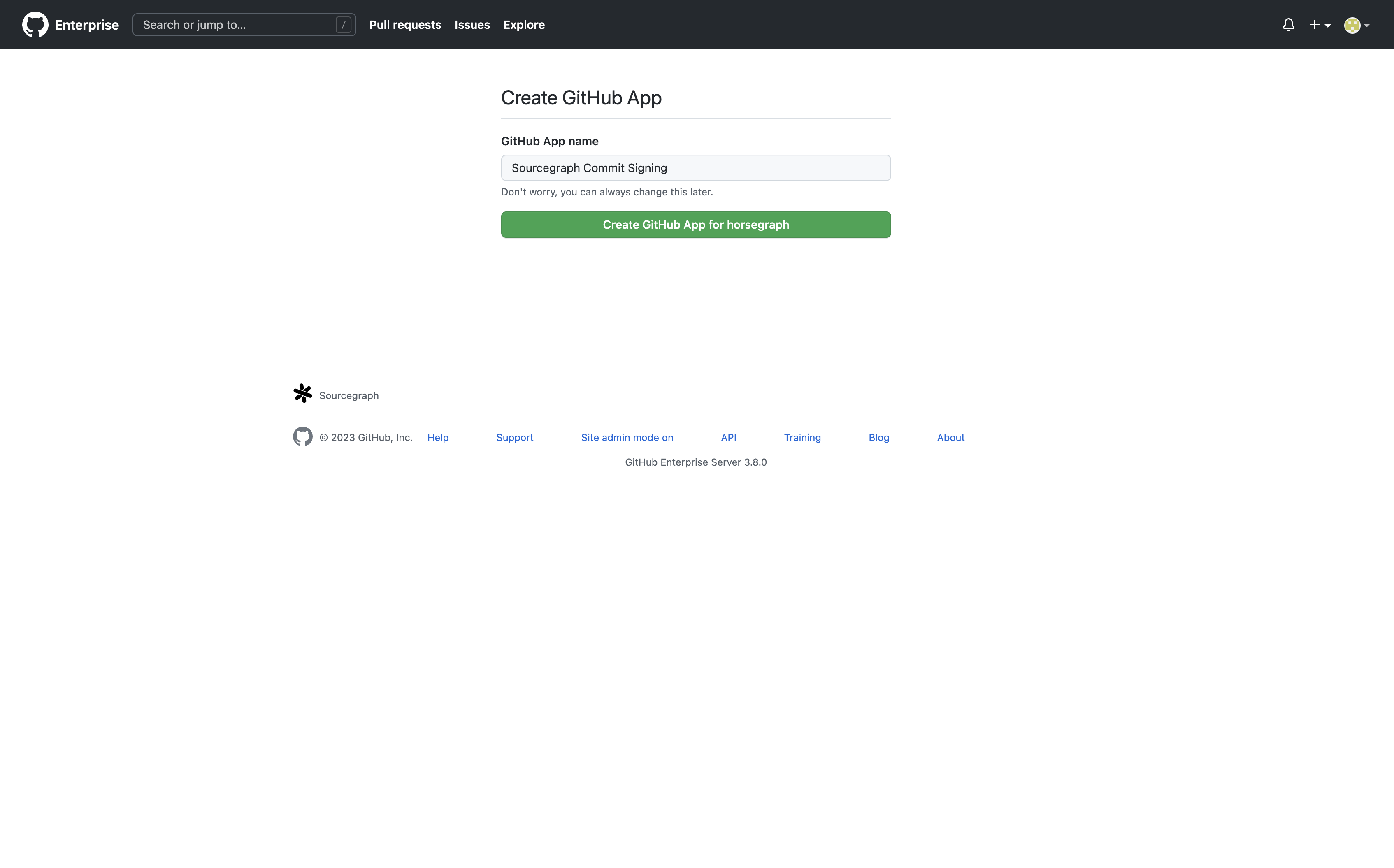 The GitHub App creation page on GitHub